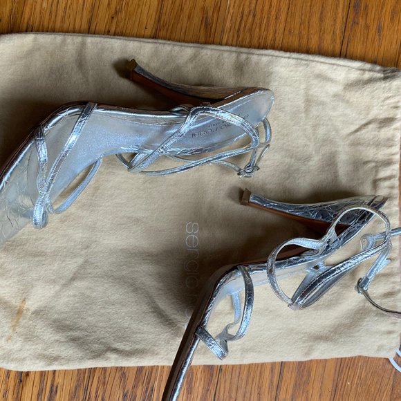 Sergio Rossi silver strappy leather heels - Picture 13 of 16